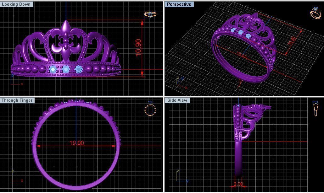 Ring crown 3D print model_3