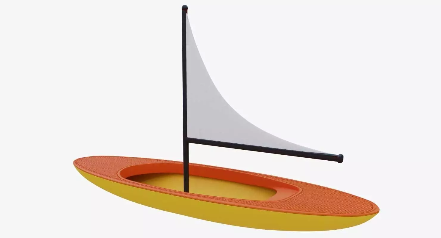 Sailing Toy Boat Low-poly 3D model_0