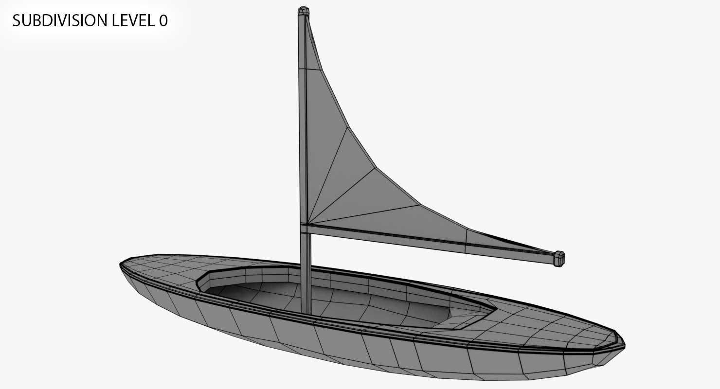 Sailing Toy Boat Low-poly 3D model_3