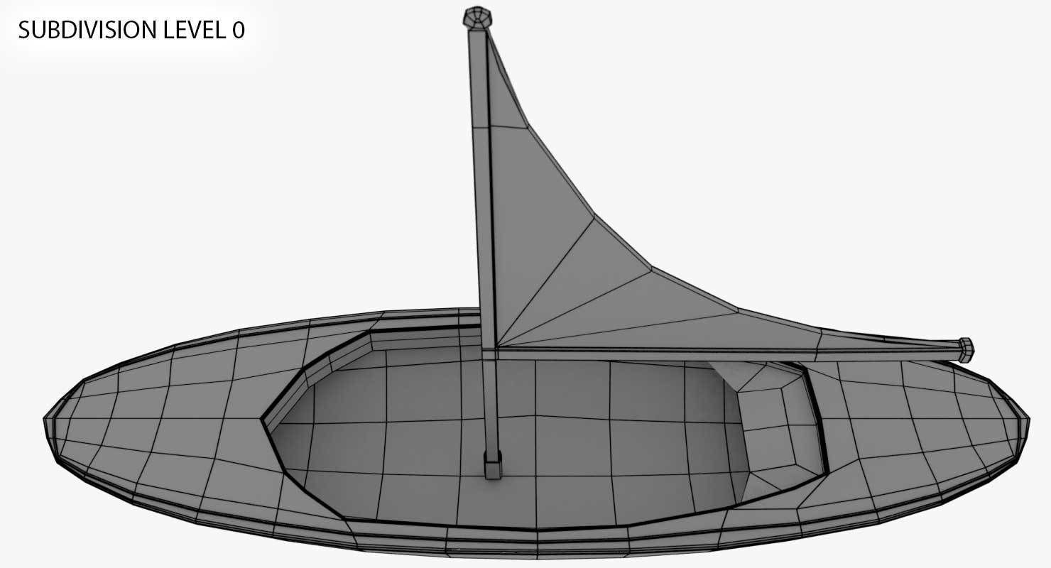 Sailing Toy Boat Low-poly 3D model_4