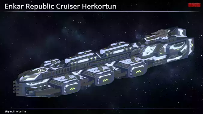 Spaceship Enkar Republic Cruiser Herkortun Low-poly 3D model