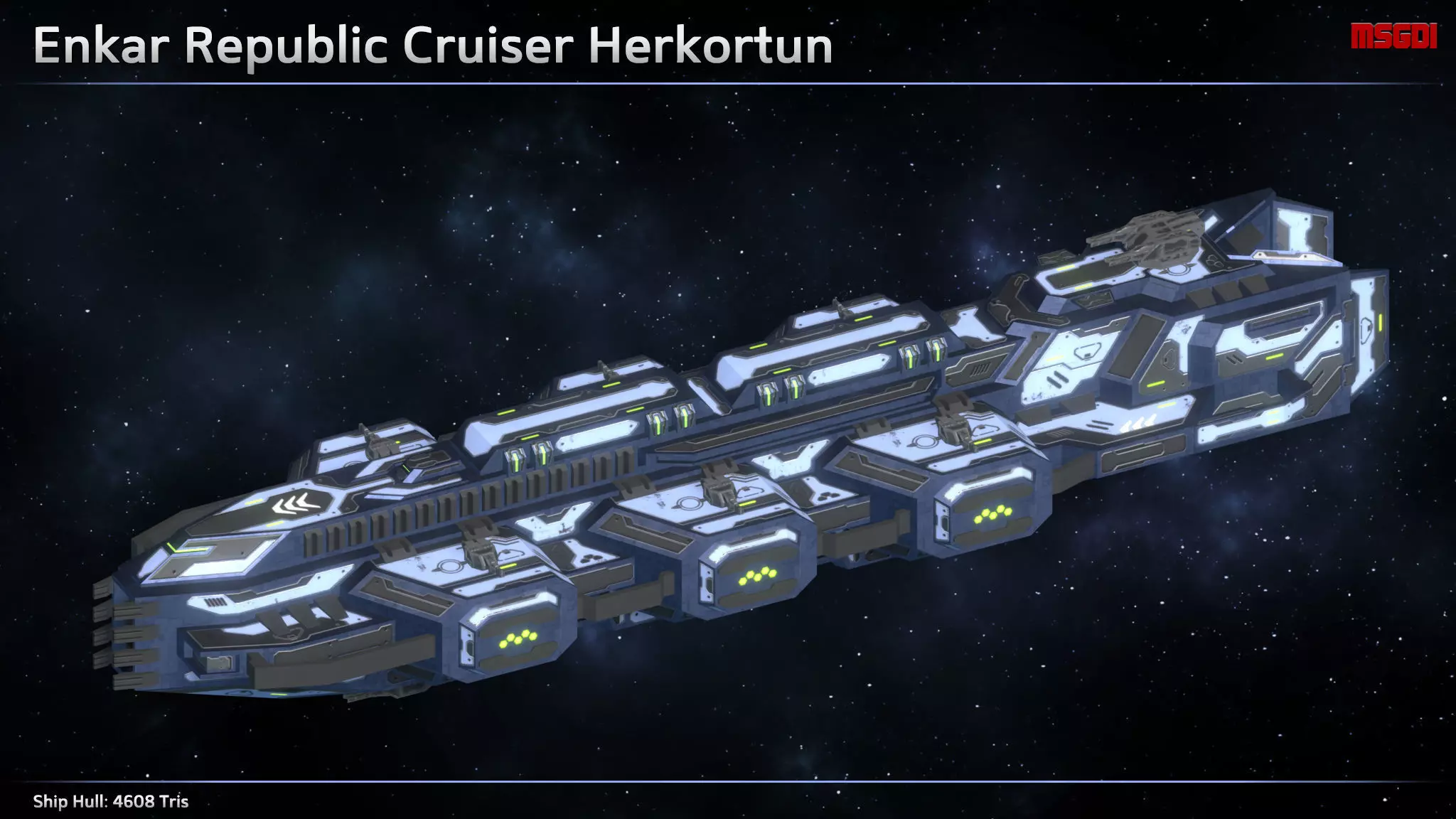 Spaceship Enkar Republic Cruiser Herkortun Low-poly 3D model_0