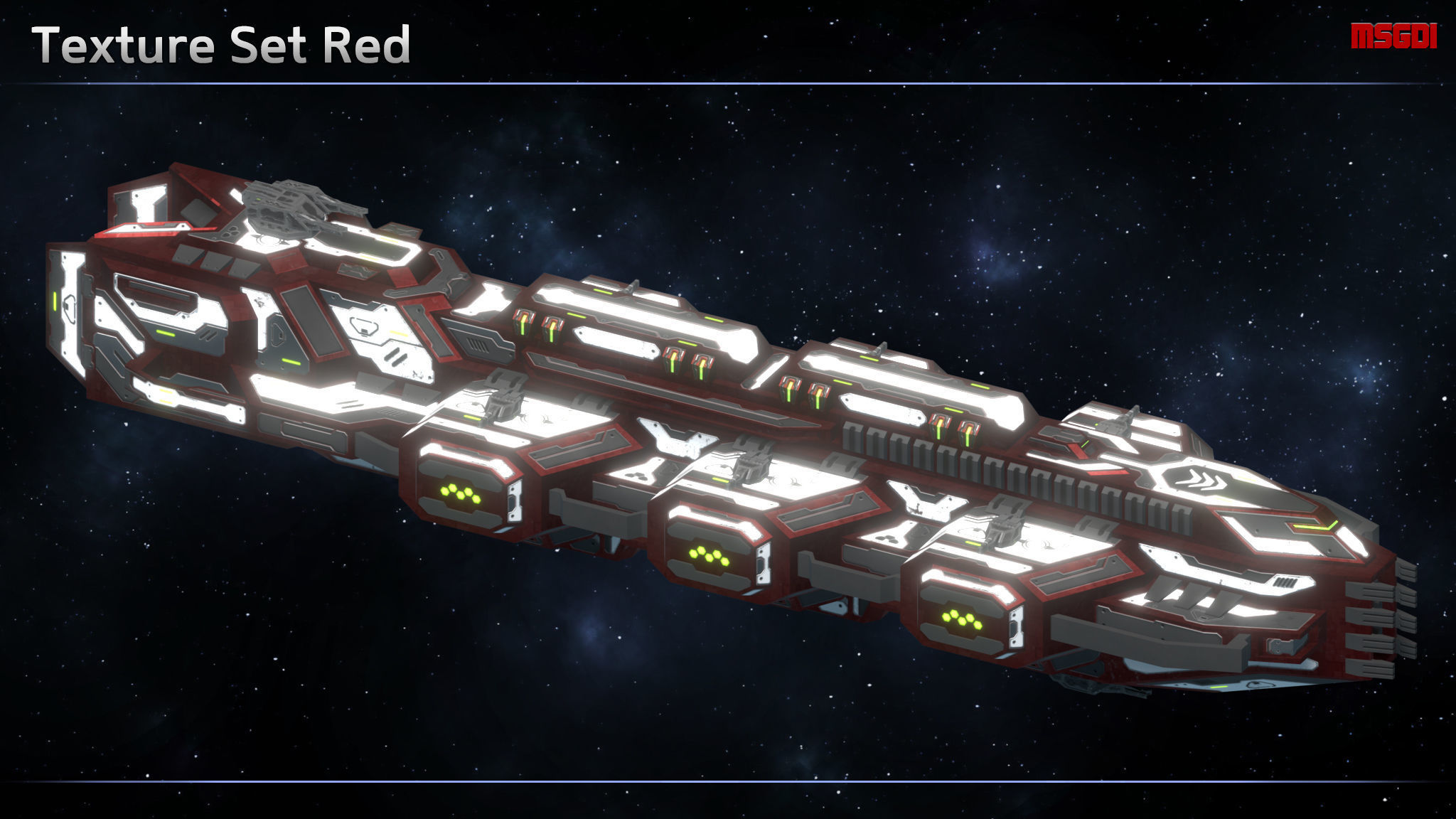 Spaceship Enkar Republic Cruiser Herkortun Low-poly 3D model_9