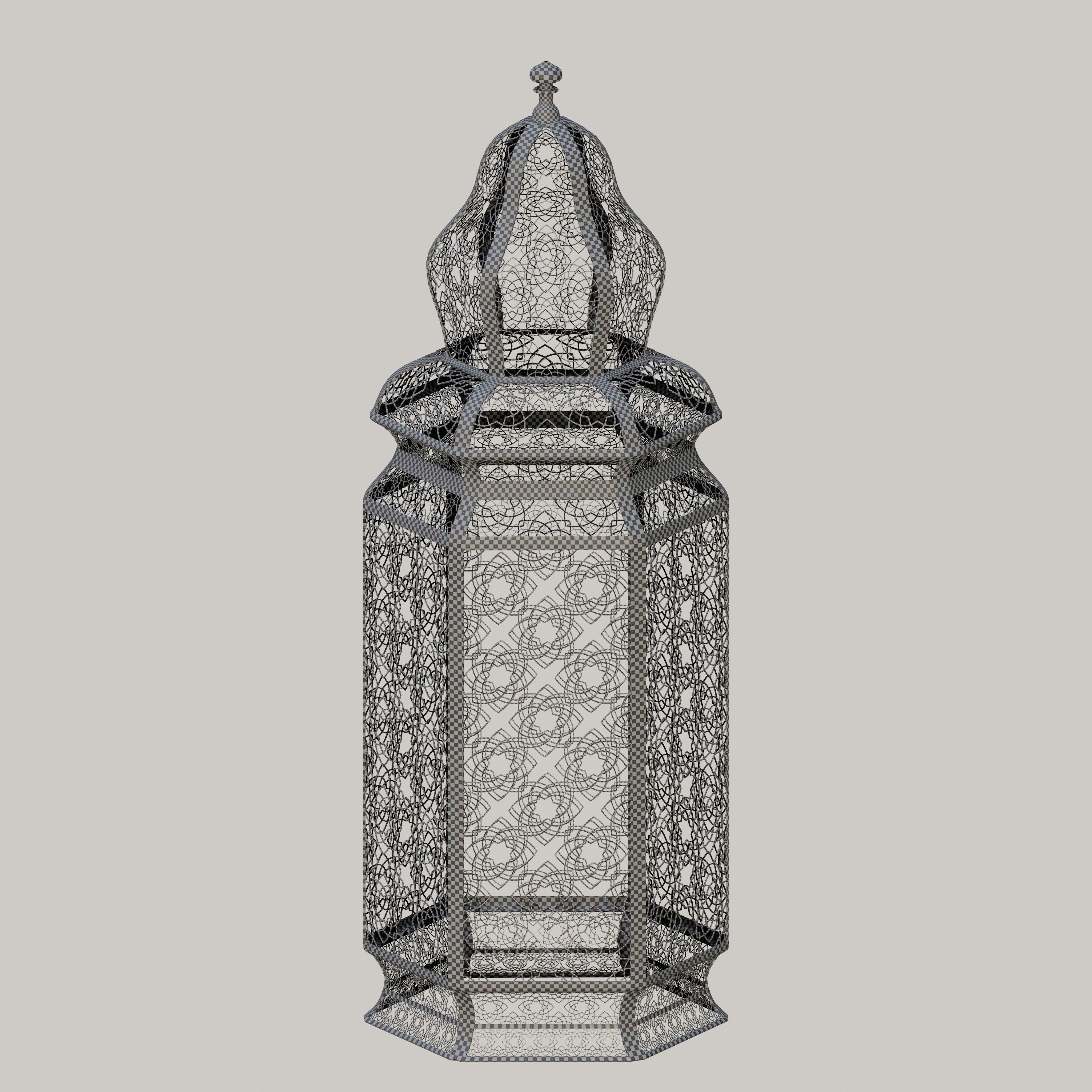 Antique Brass Moroccan Floor Lamp 3D model_4