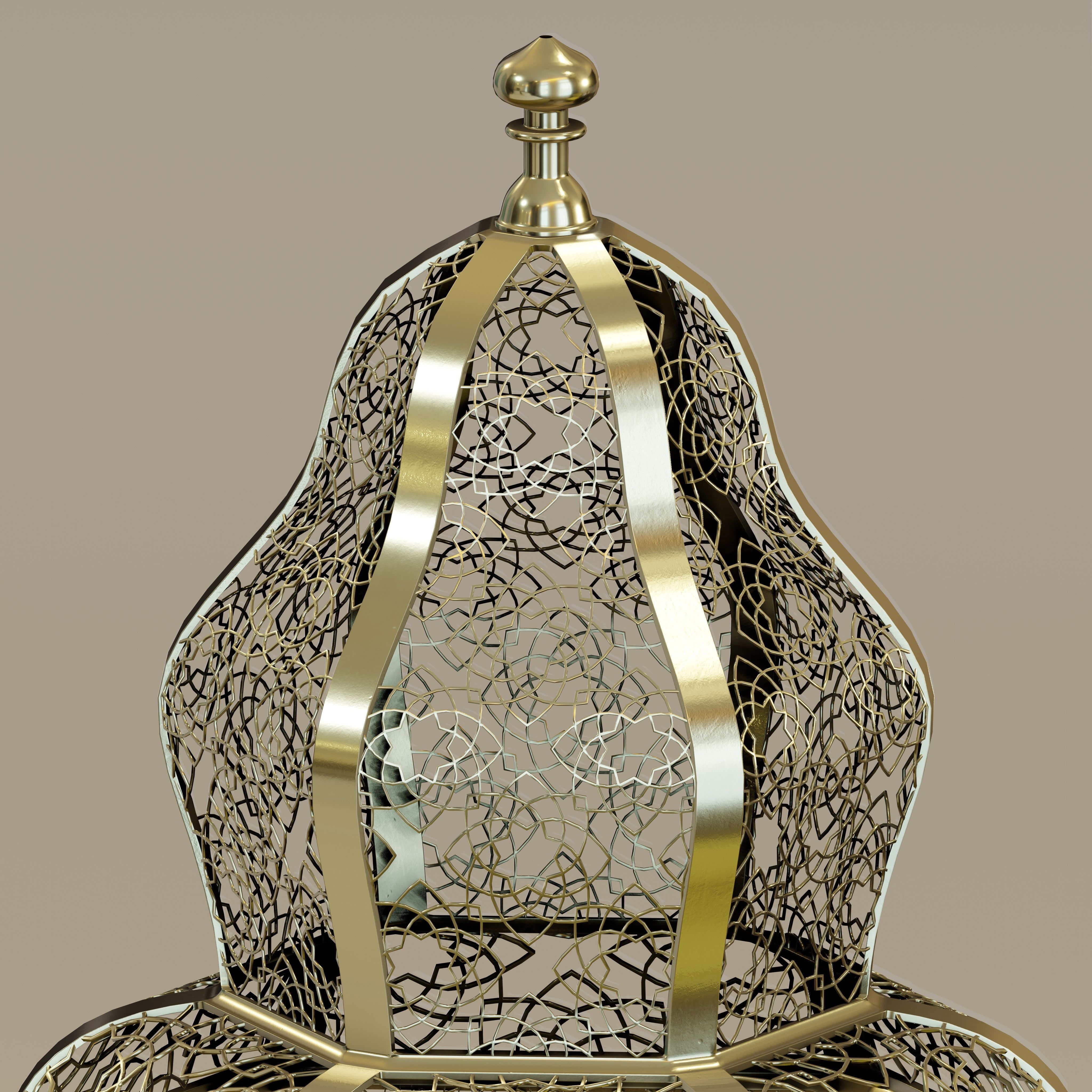 Antique Brass Moroccan Floor Lamp 3D model_2