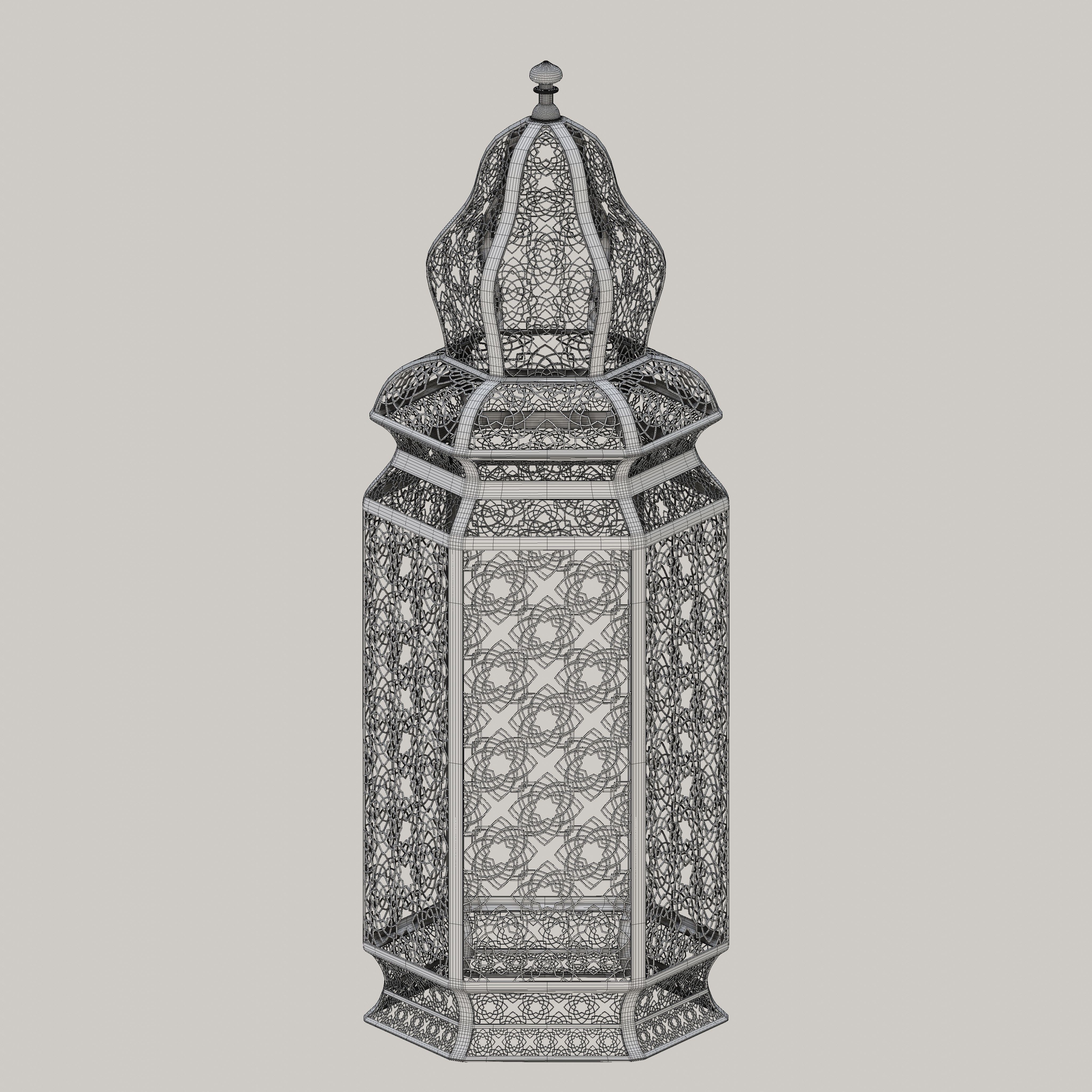 Antique Brass Moroccan Floor Lamp 3D model_5