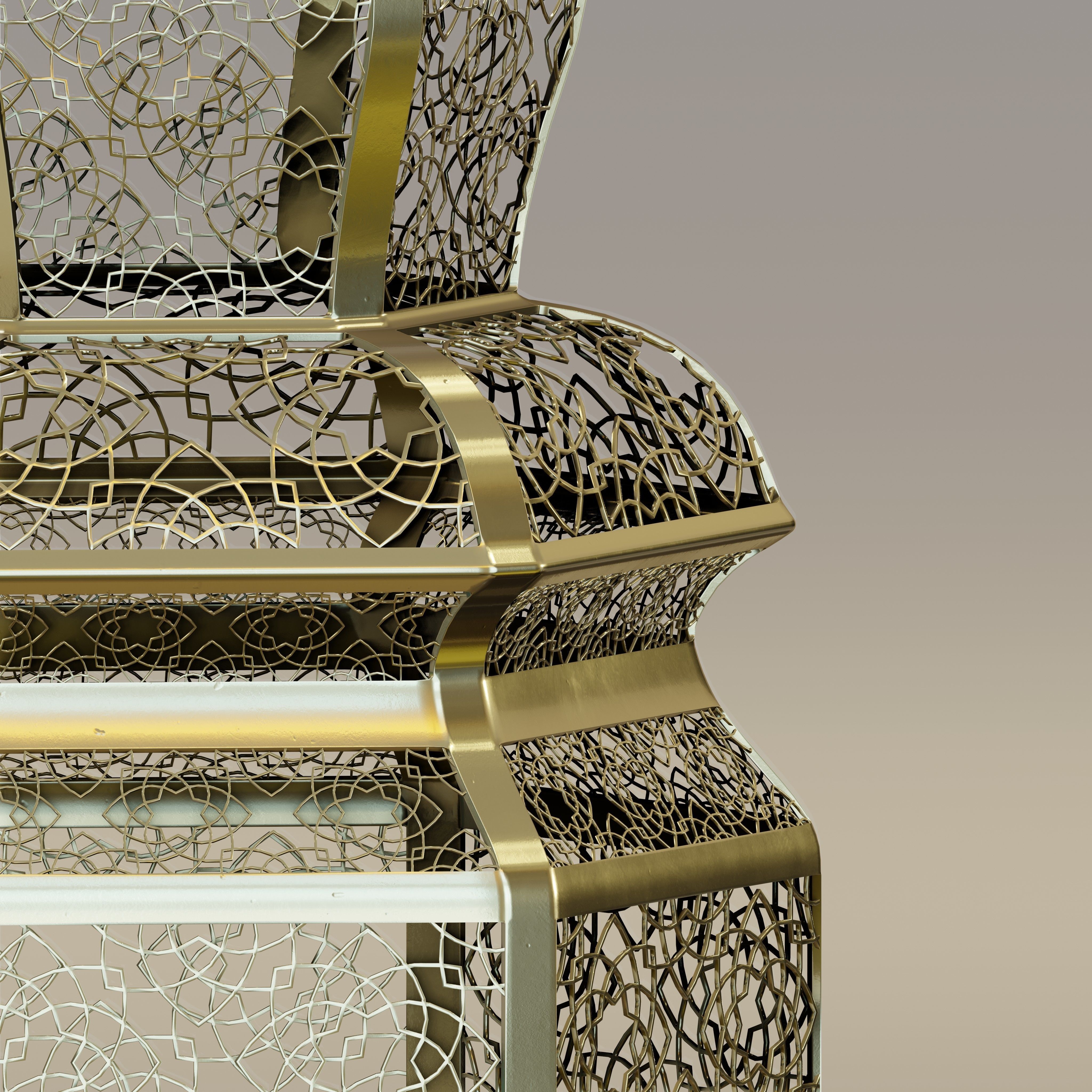 Antique Brass Moroccan Floor Lamp 3D model_3