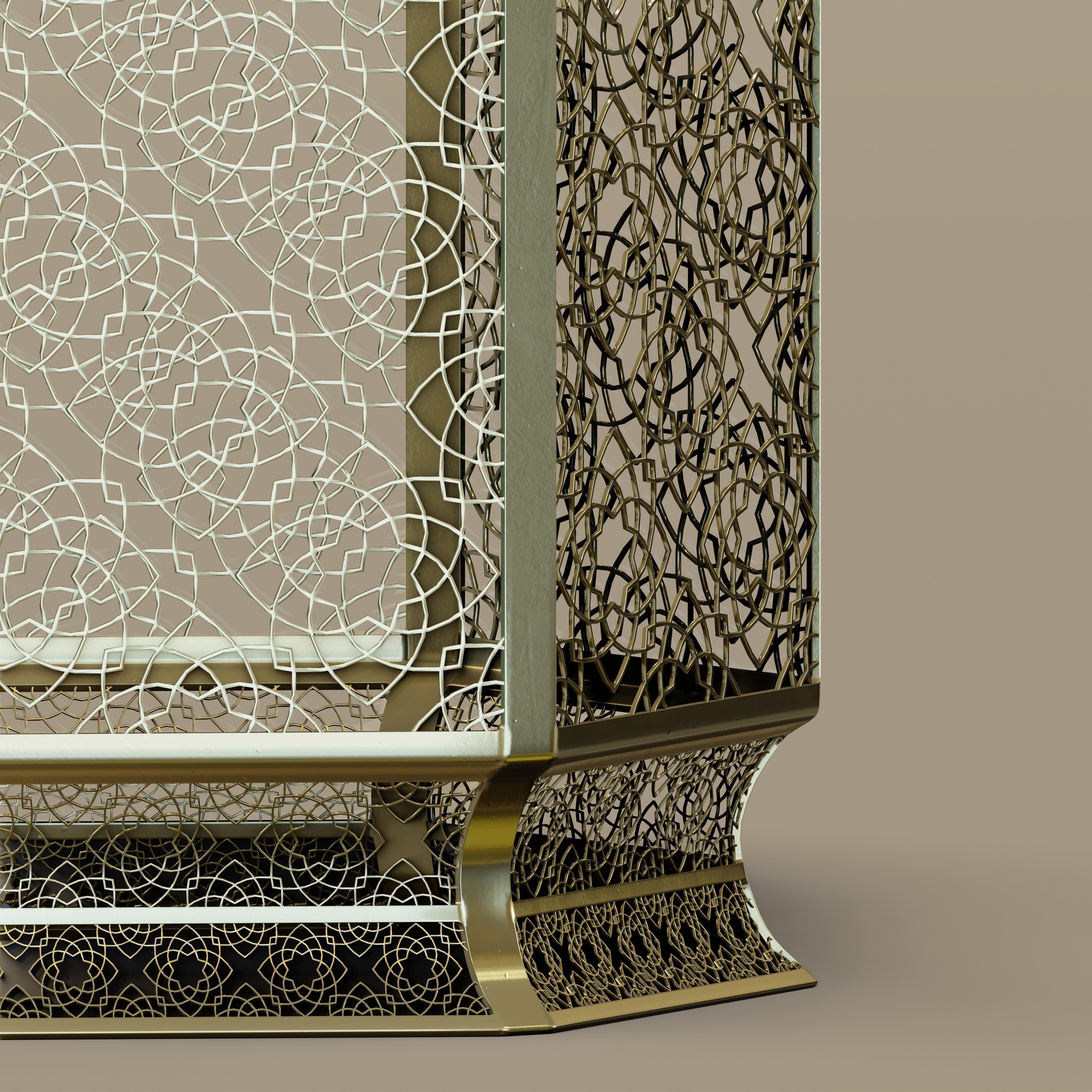 Antique Brass Moroccan Floor Lamp 3D model_1