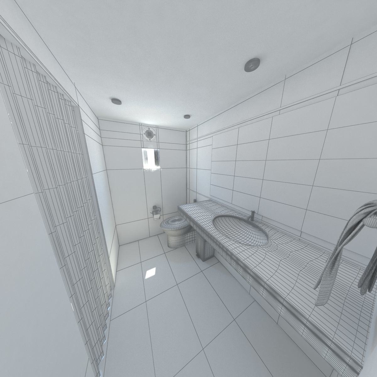 bathroom with toilet and sink 3D model_9