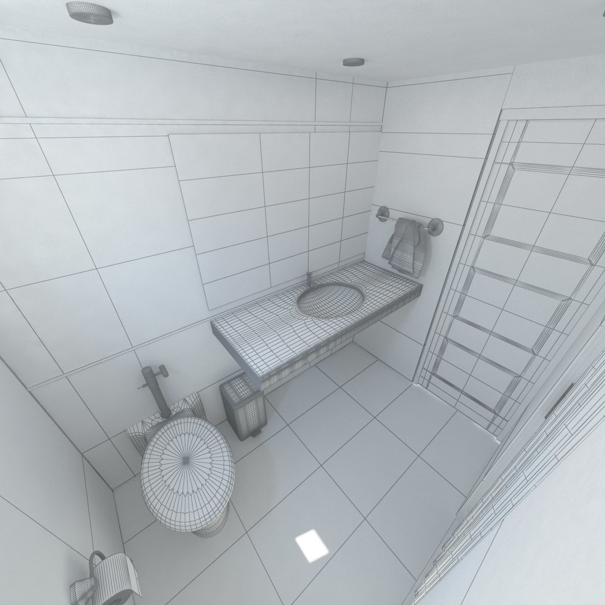 bathroom with toilet and sink 3D model_1