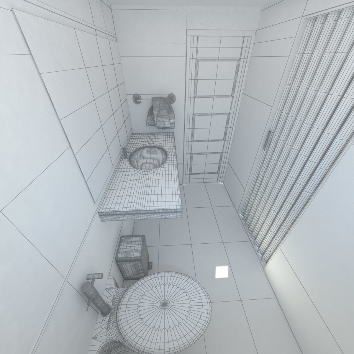 bathroom with toilet and sink 3D model_6
