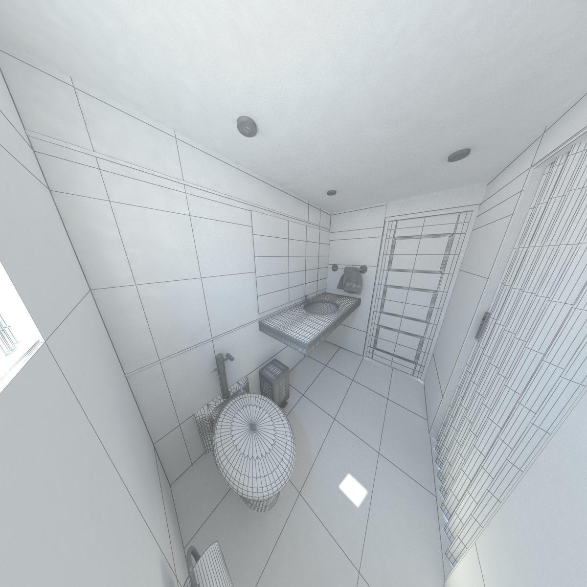 bathroom with toilet and sink 3D model_4
