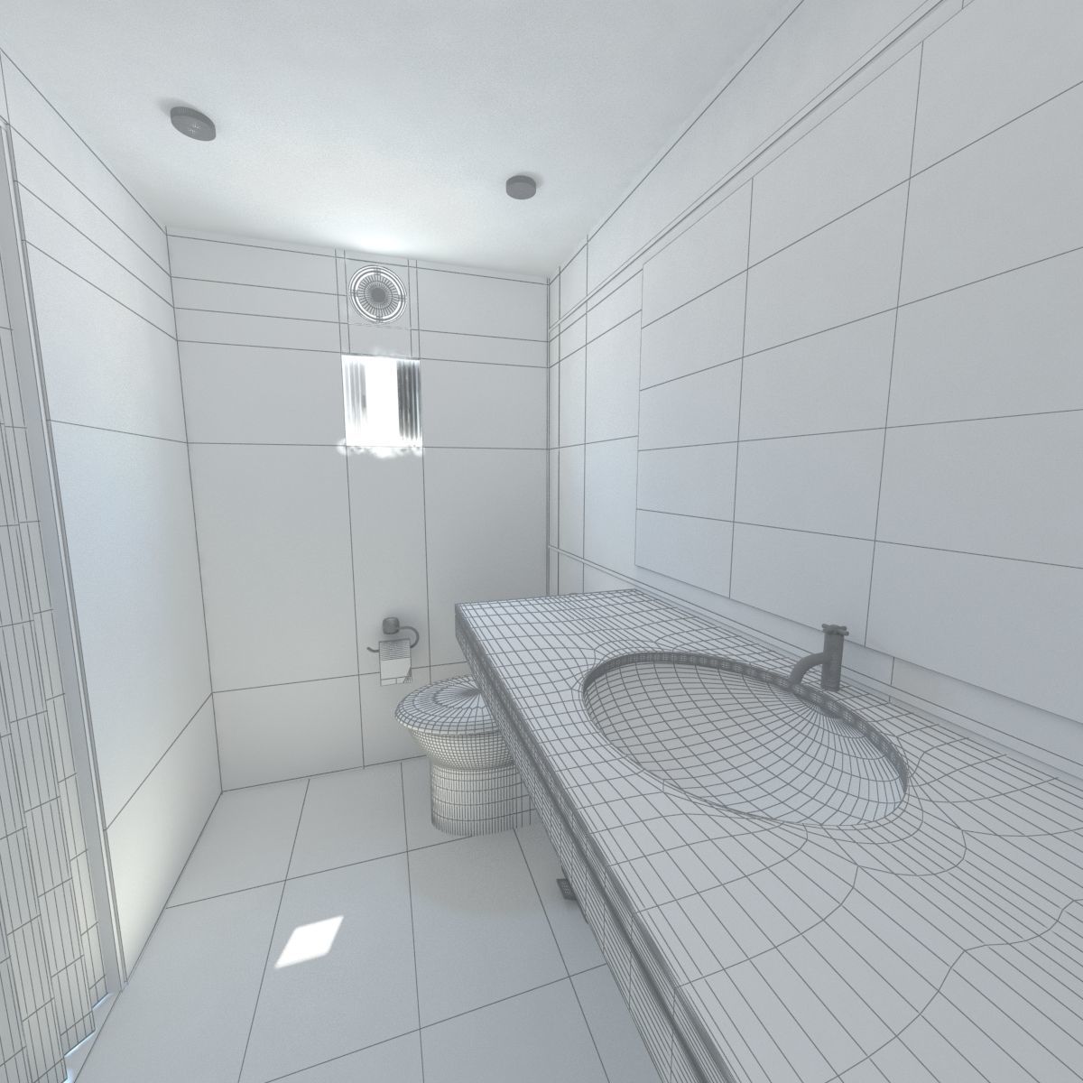 bathroom with toilet and sink 3D model_5