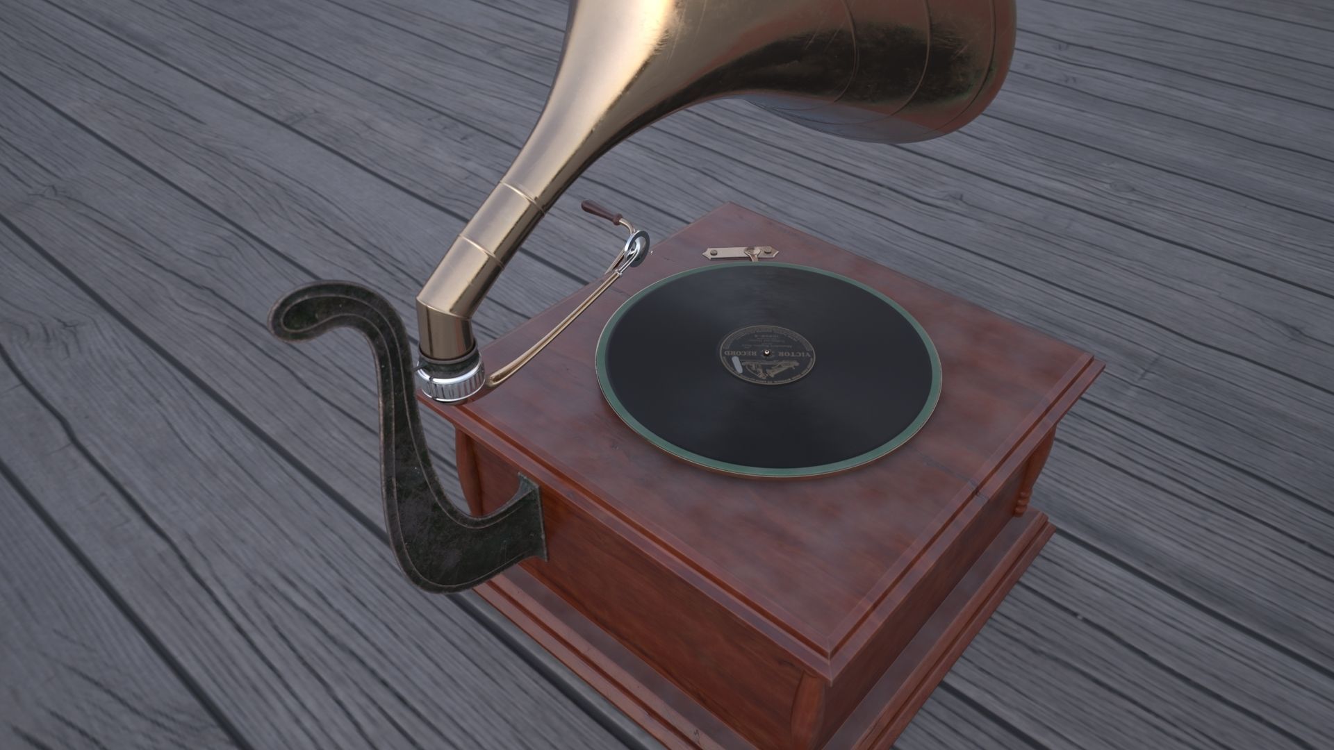Vintage Gramophone 3D model_6