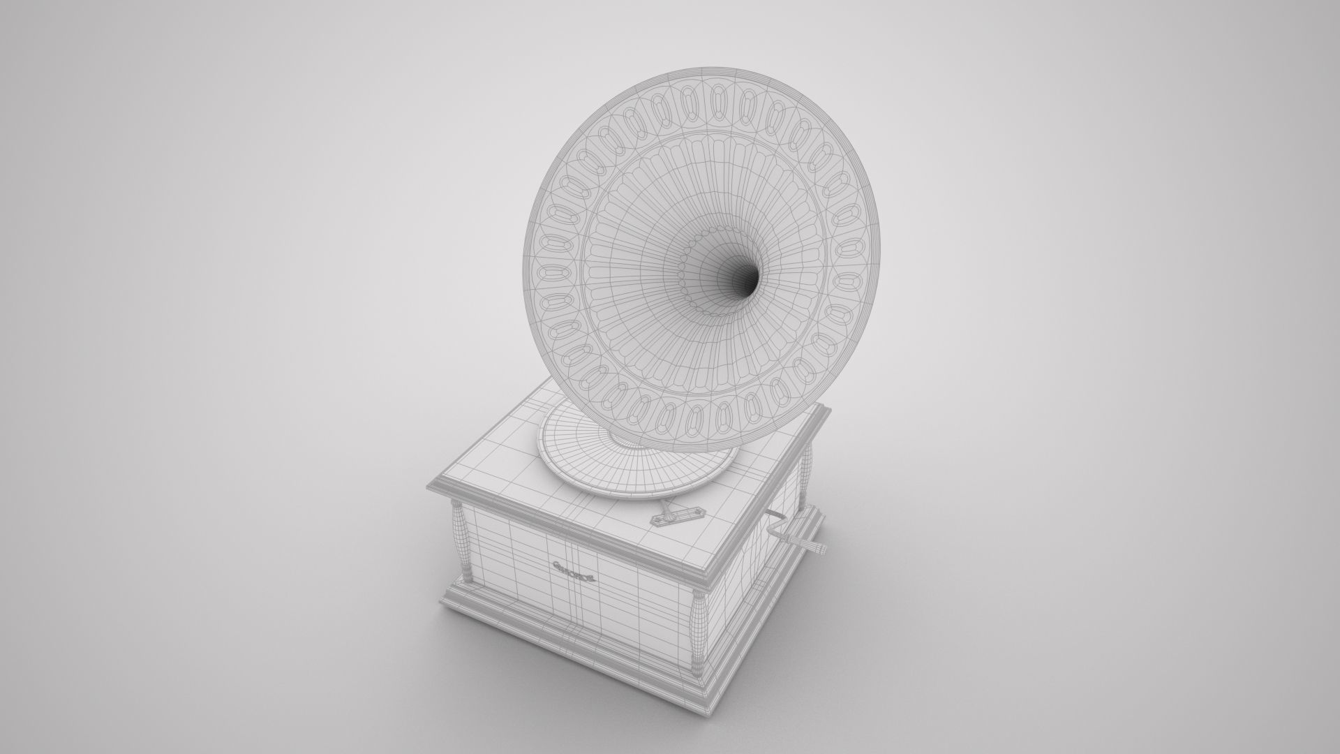 Vintage Gramophone 3D model_3