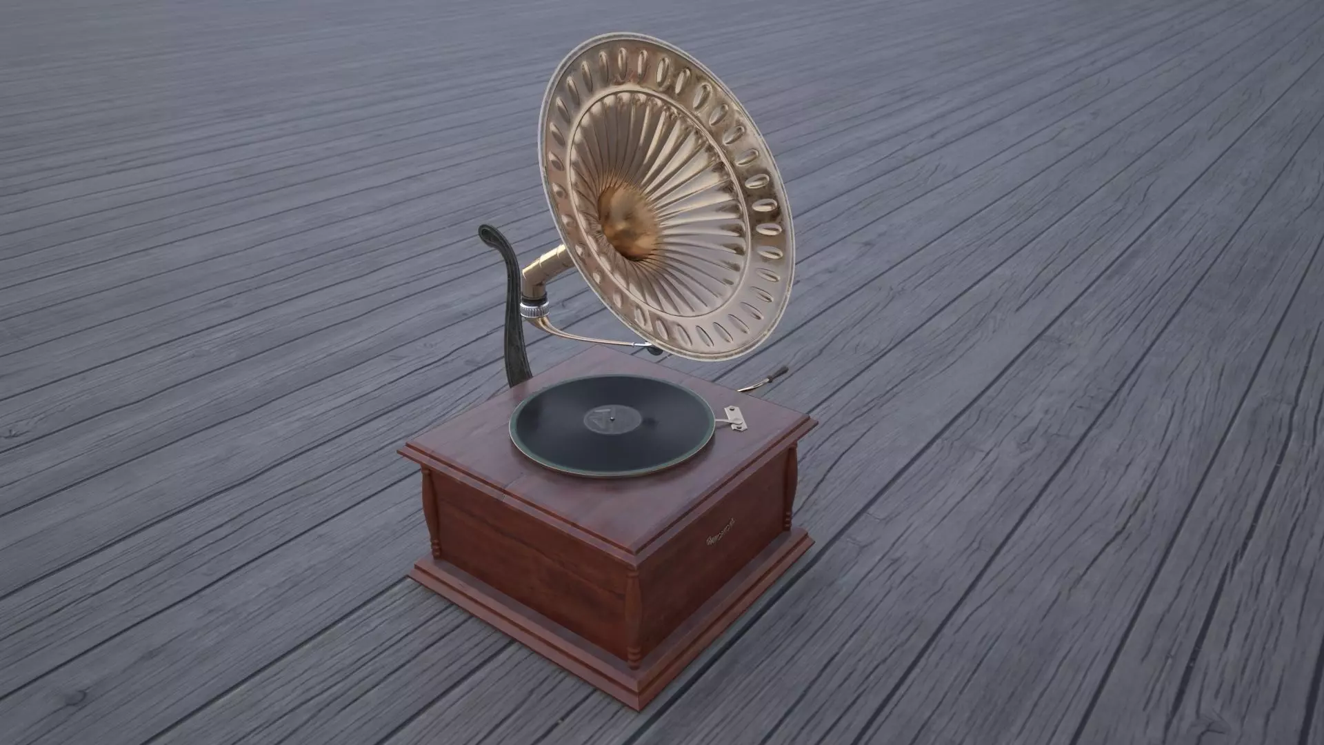 Vintage Gramophone 3D model_0