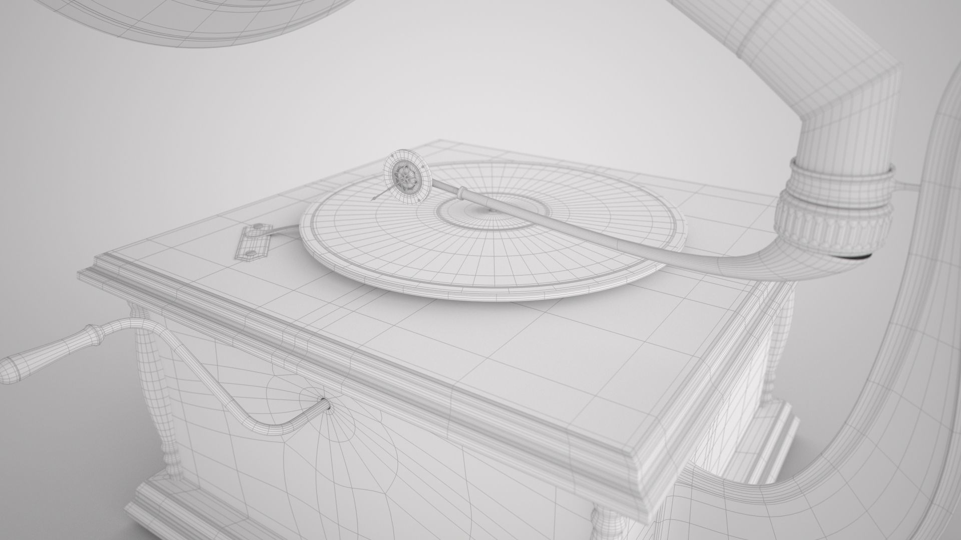 Vintage Gramophone 3D model_5