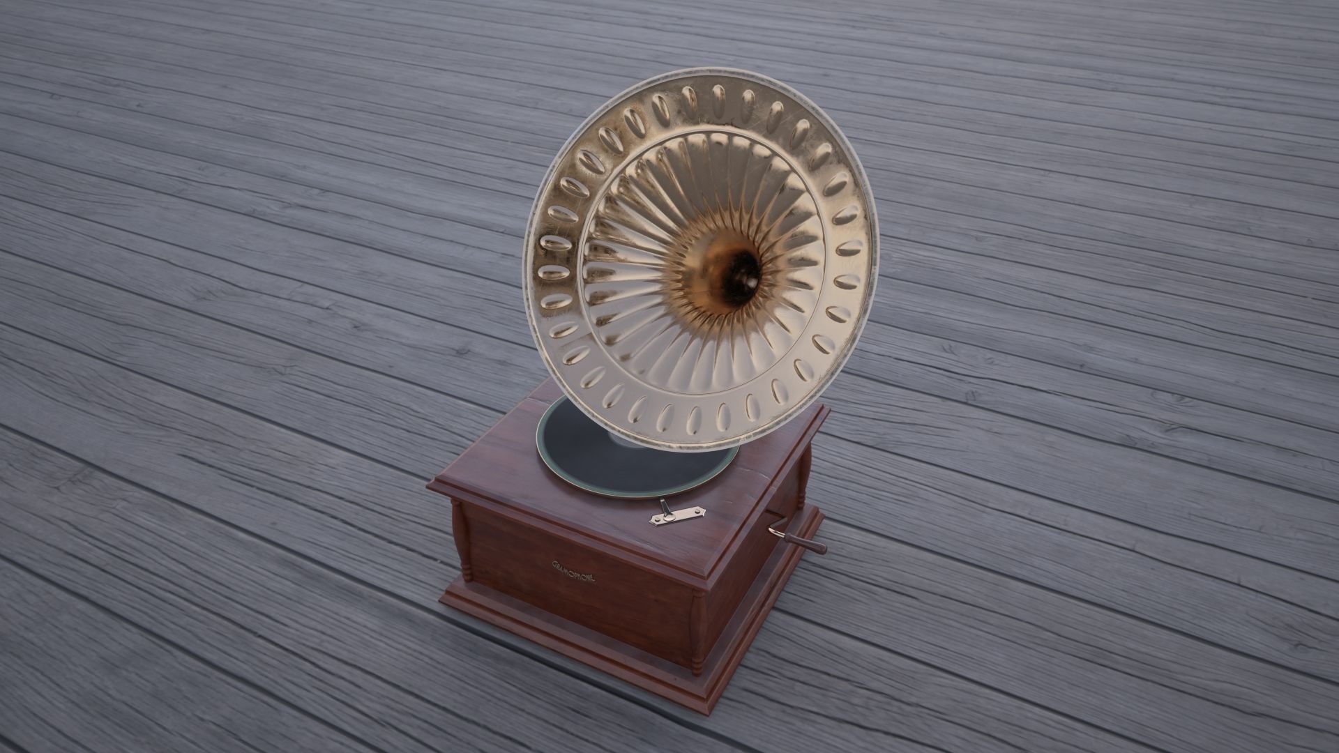 Vintage Gramophone 3D model_2