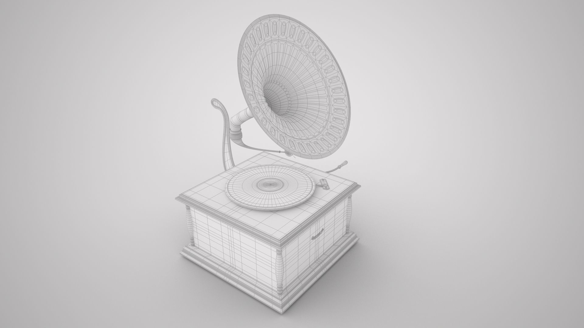 Vintage Gramophone 3D model_1