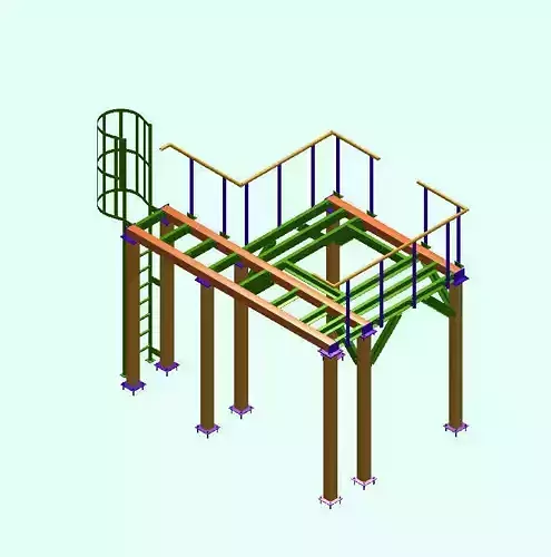 Mezzanine steel structure with beams and columns
