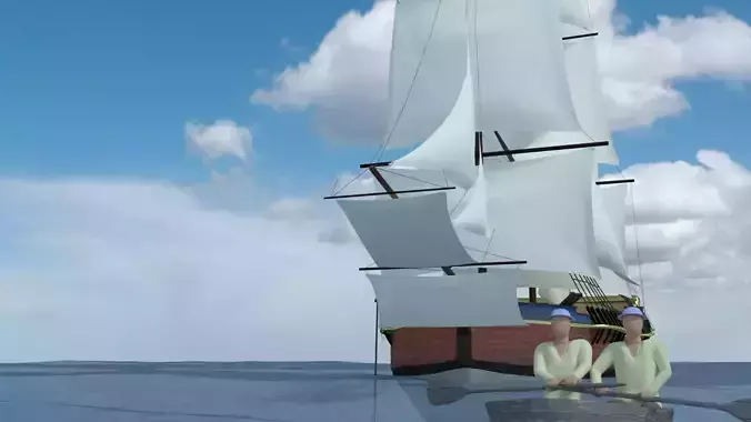 Endeavour - British Ship Low-poly 3D model