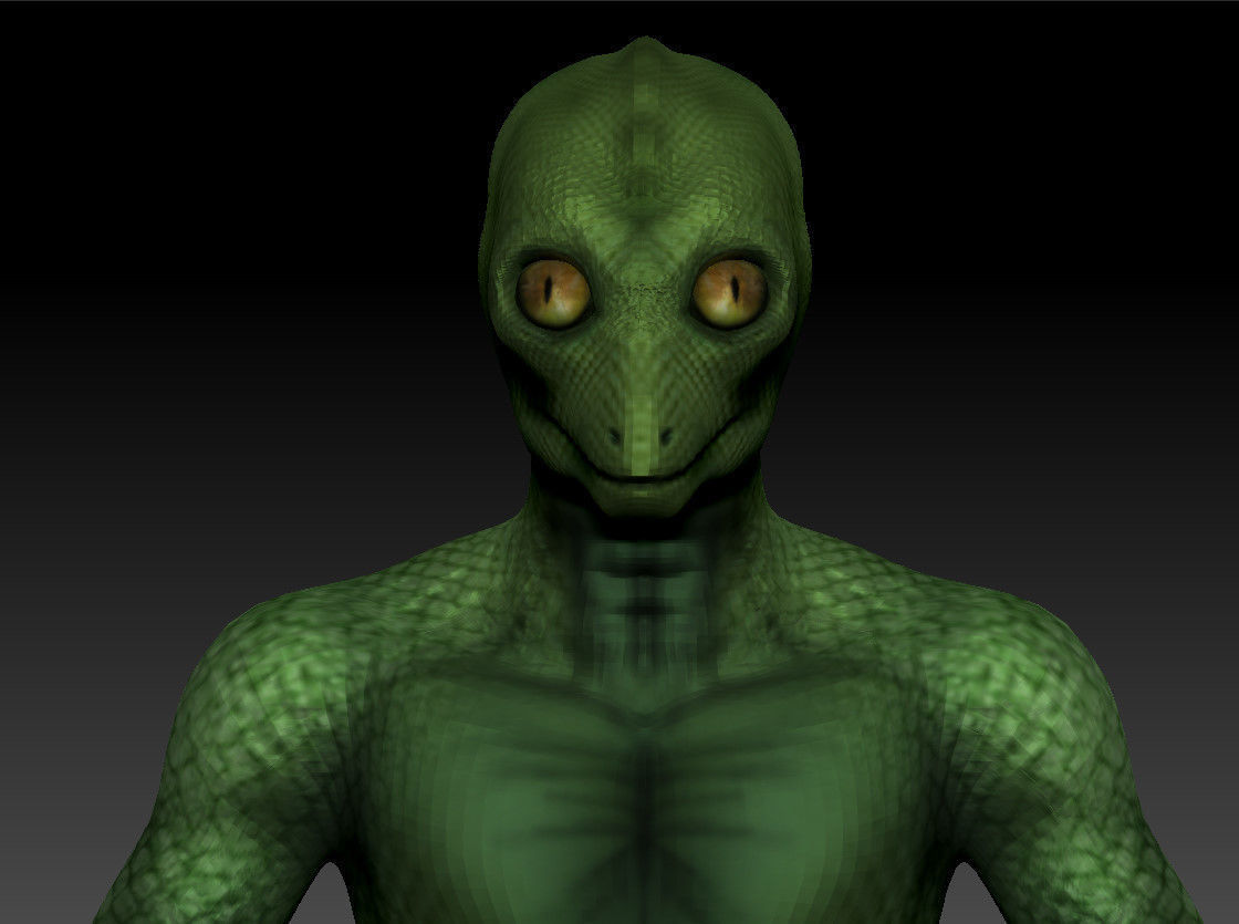 Reptilian Alien - Classic Lizard-Man - Aliens Free low-poly 3D model_2