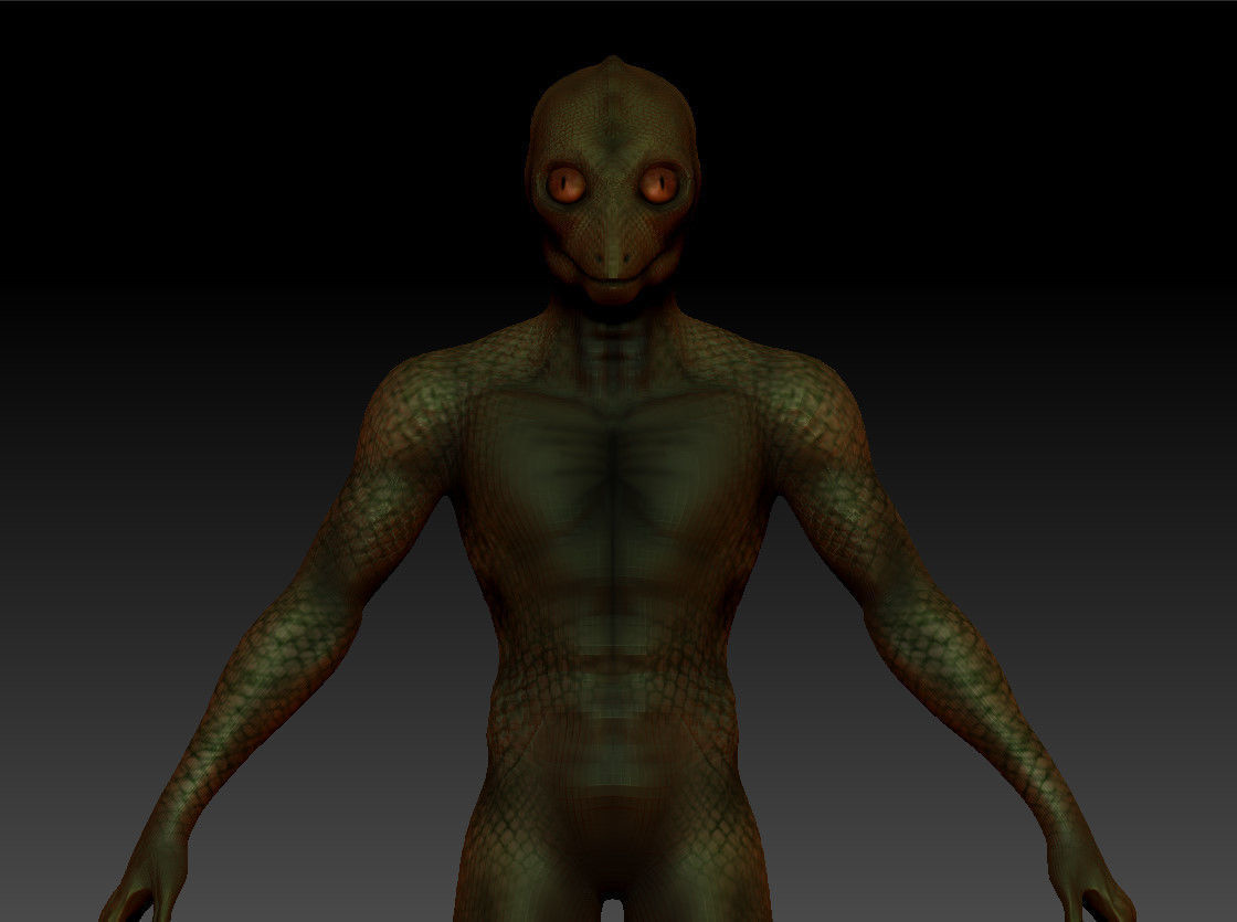 Reptilian Alien - Classic Lizard-Man - Aliens Free low-poly 3D model_3