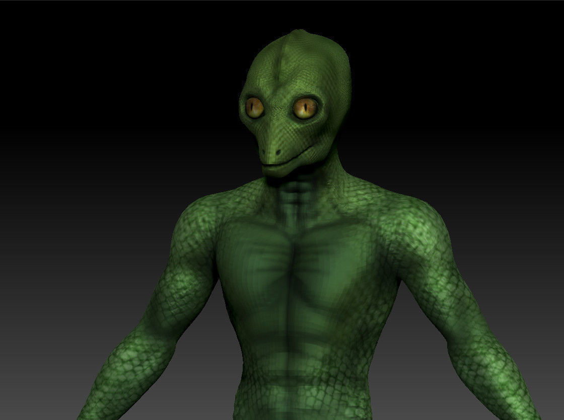 Reptilian Alien - Classic Lizard-Man - Aliens Free low-poly 3D model_4