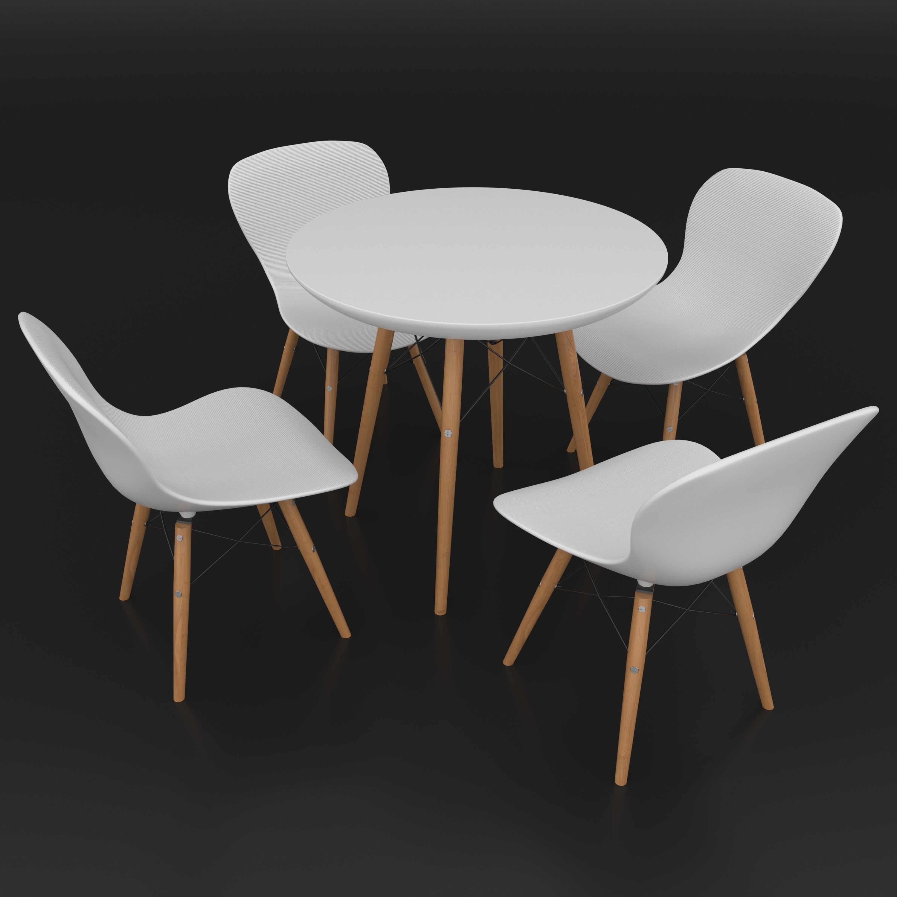 Dining set consisting of a table and chairs 3D model_1