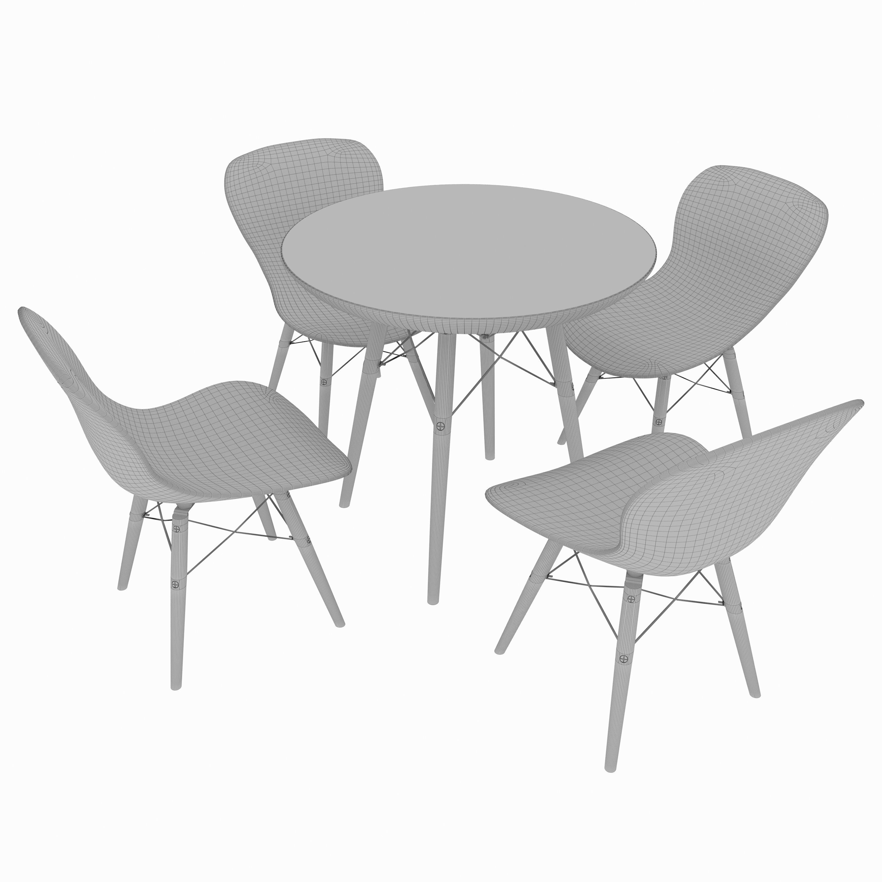 Dining set consisting of a table and chairs 3D model_5