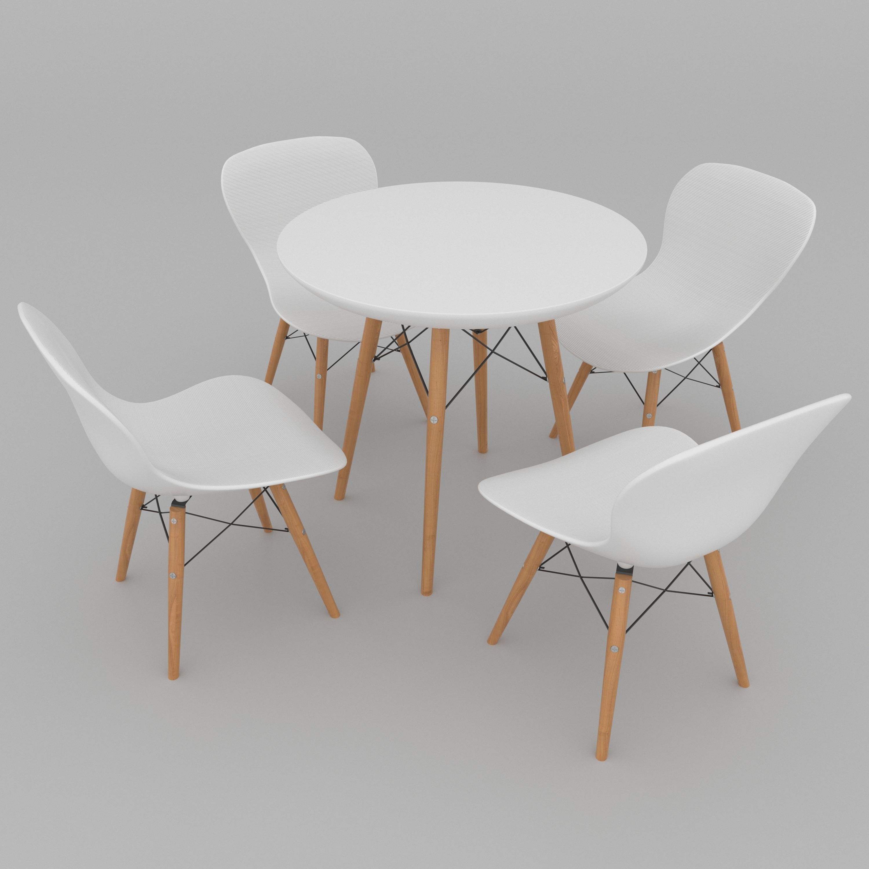 Dining set consisting of a table and chairs 3D model_2