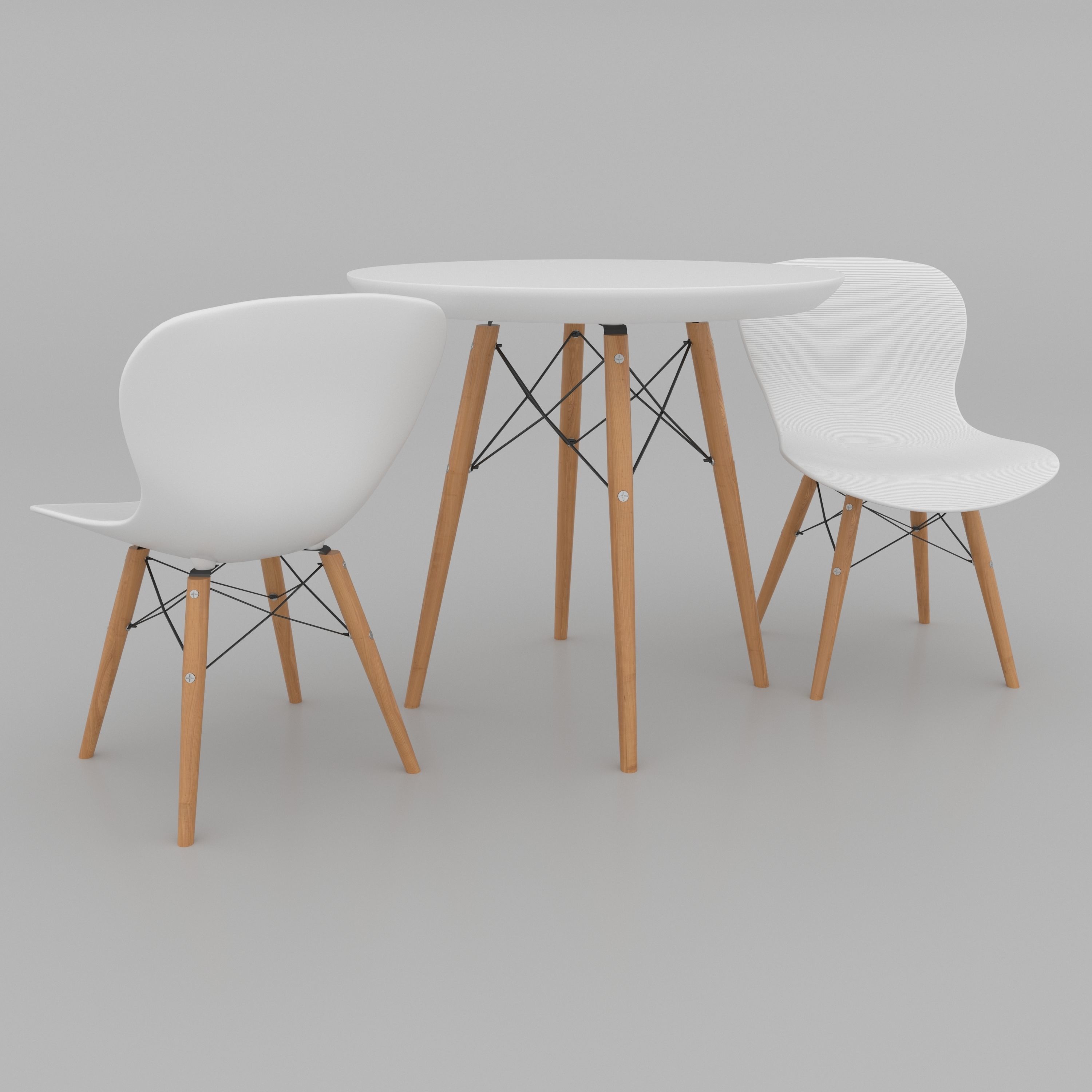 Dining set consisting of a table and chairs 3D model_3
