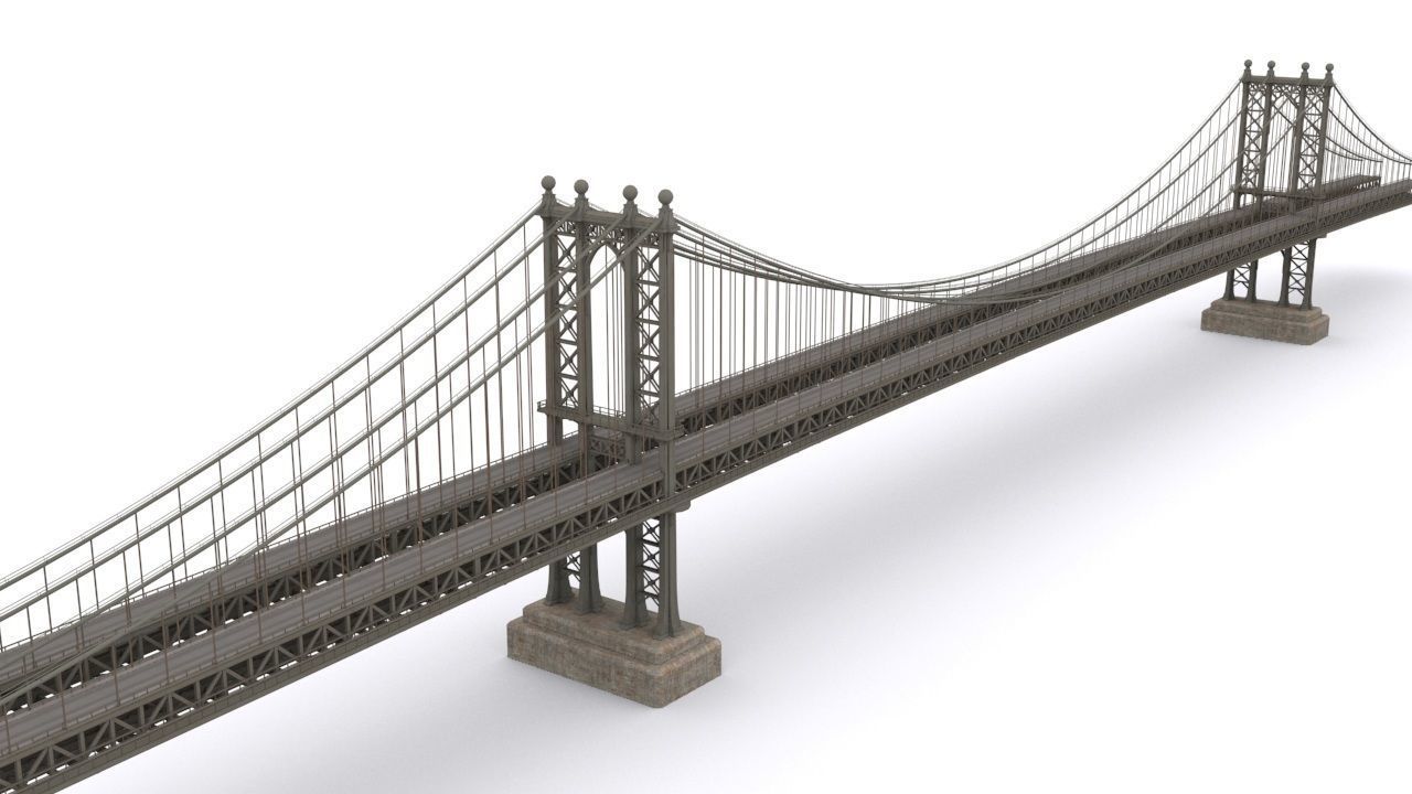 Manhattan Bridge Low-poly 3D model_1