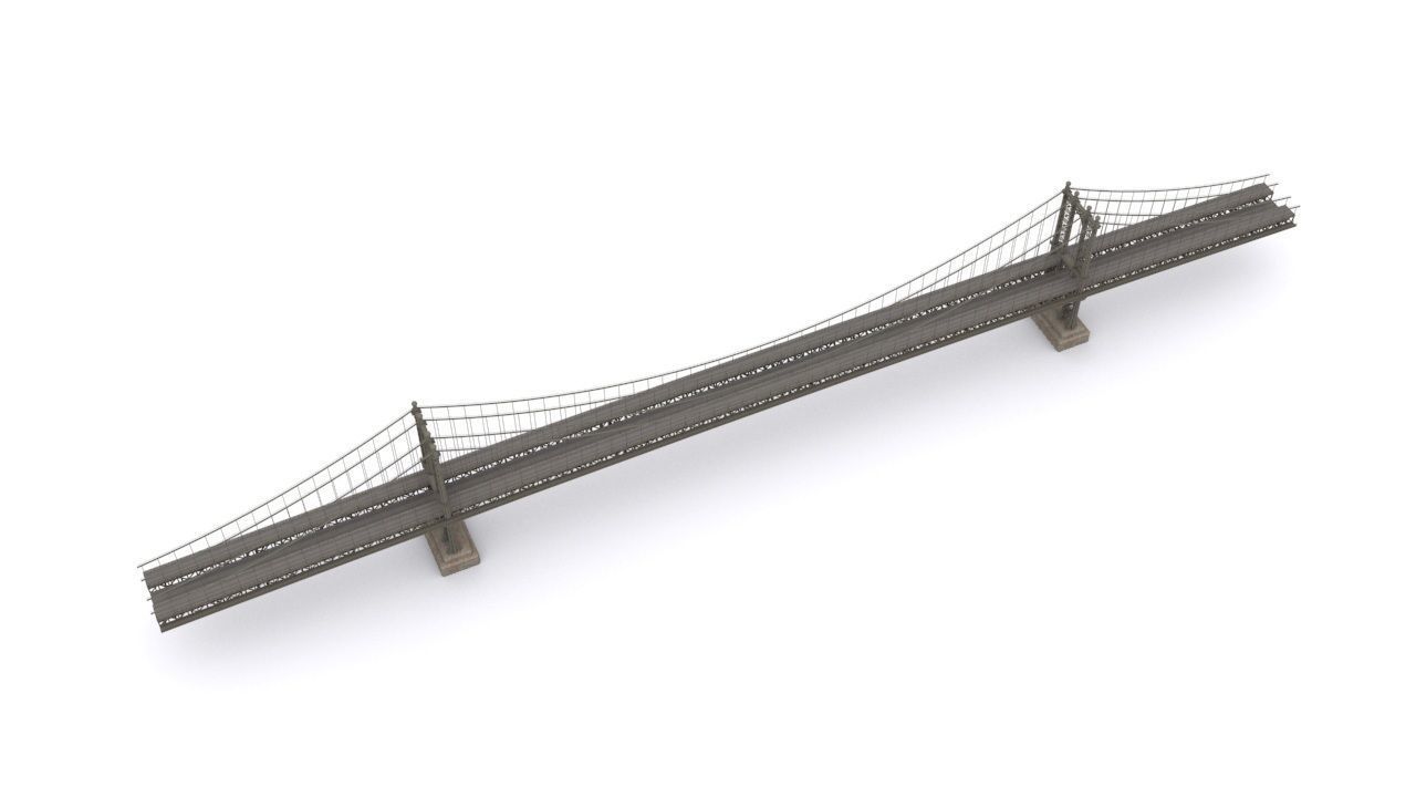 Manhattan Bridge Low-poly 3D model_7