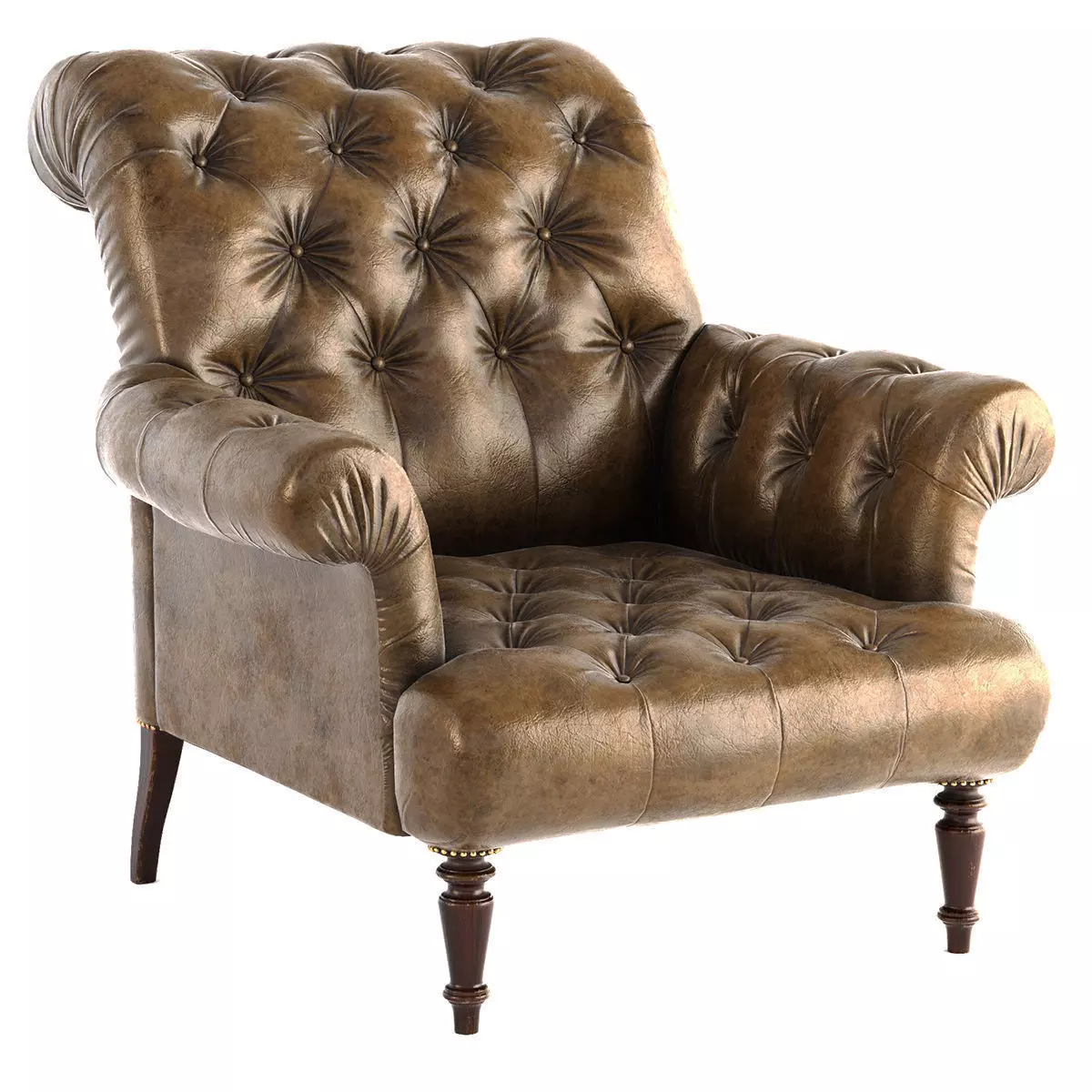Vintage leather armchair PBR 3D model