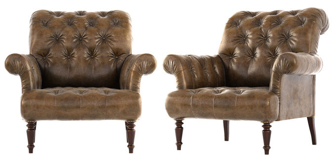 Vintage leather armchair PBR 3D model 2