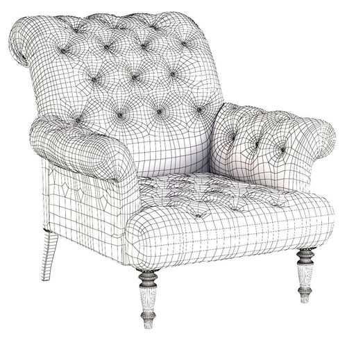 Vintage leather armchair PBR 3D model 5