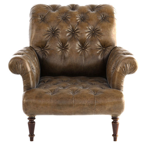 Vintage leather armchair PBR 3D model 7