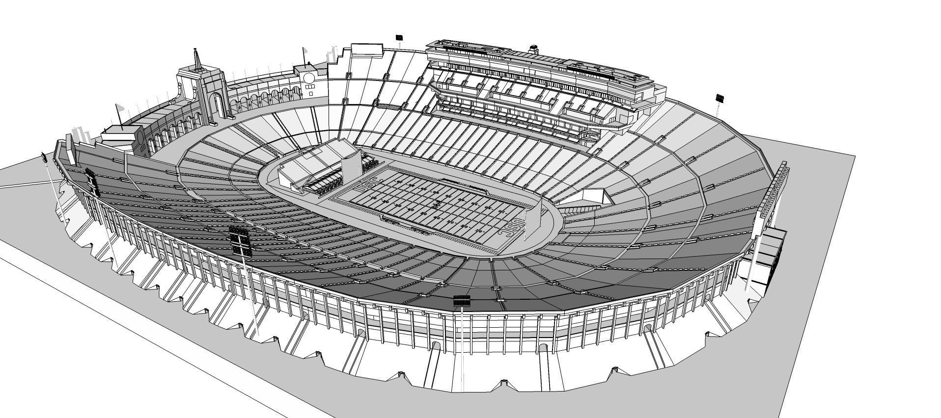 Los Angeles Memorial Coliseum - USA 3D model_9