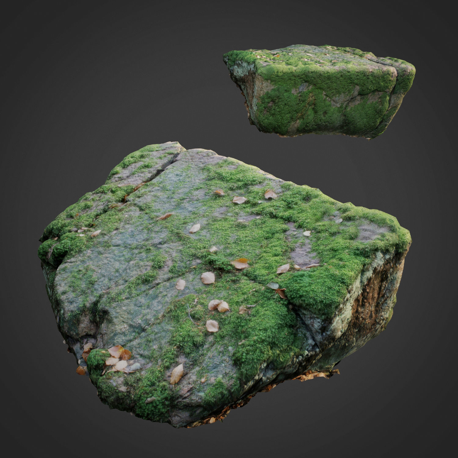 Mossy stones bundle B Low-poly 3D model_4