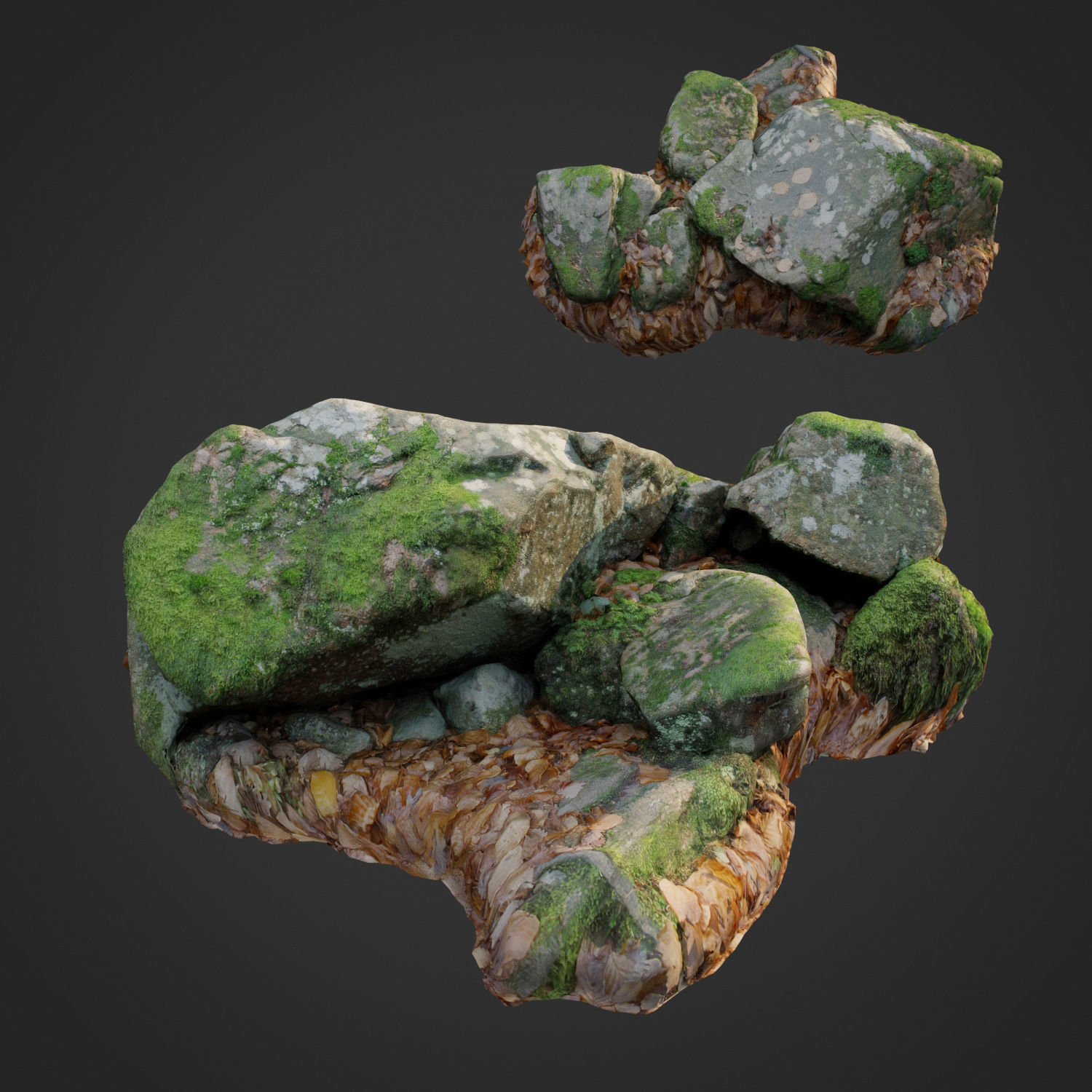 Mossy stones bundle B Low-poly 3D model_3