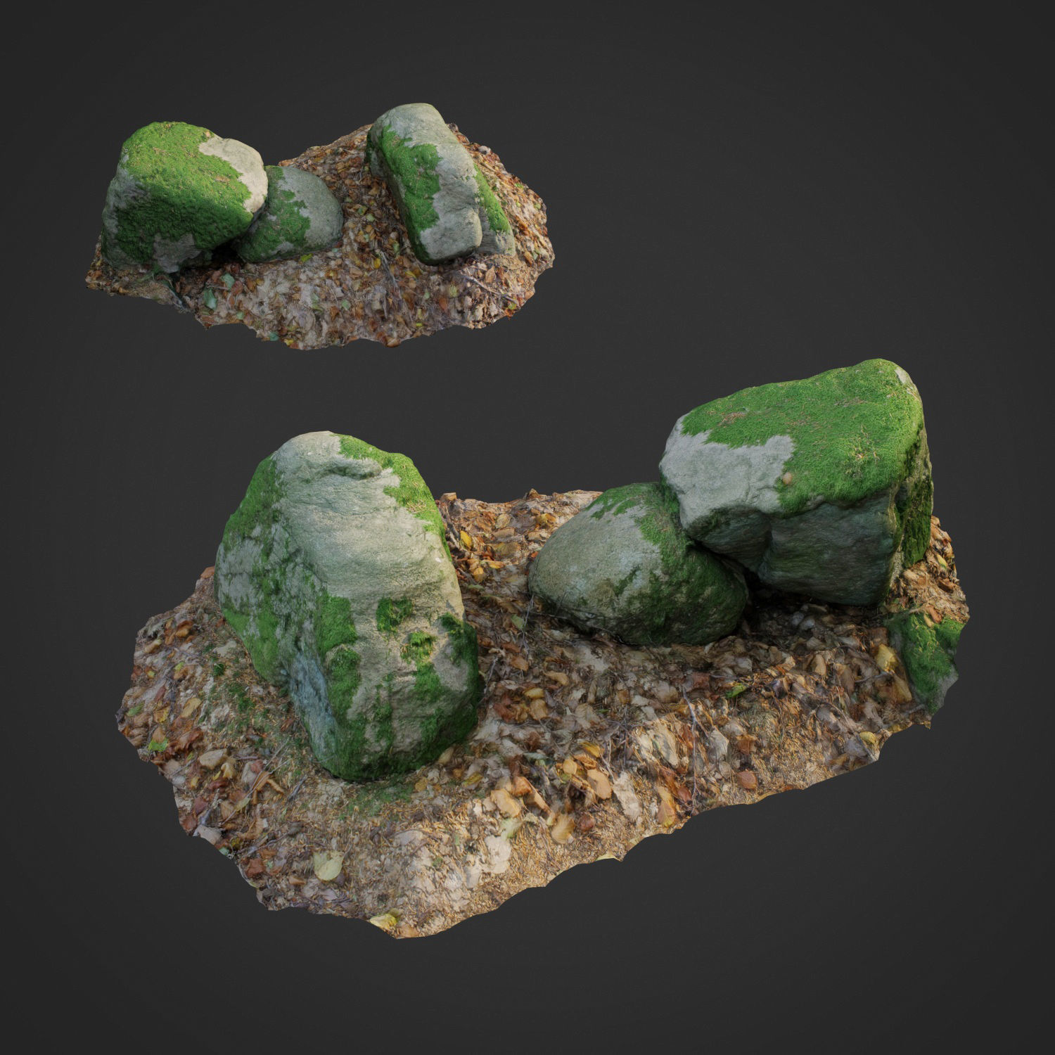 Mossy stones bundle B Low-poly 3D model_2