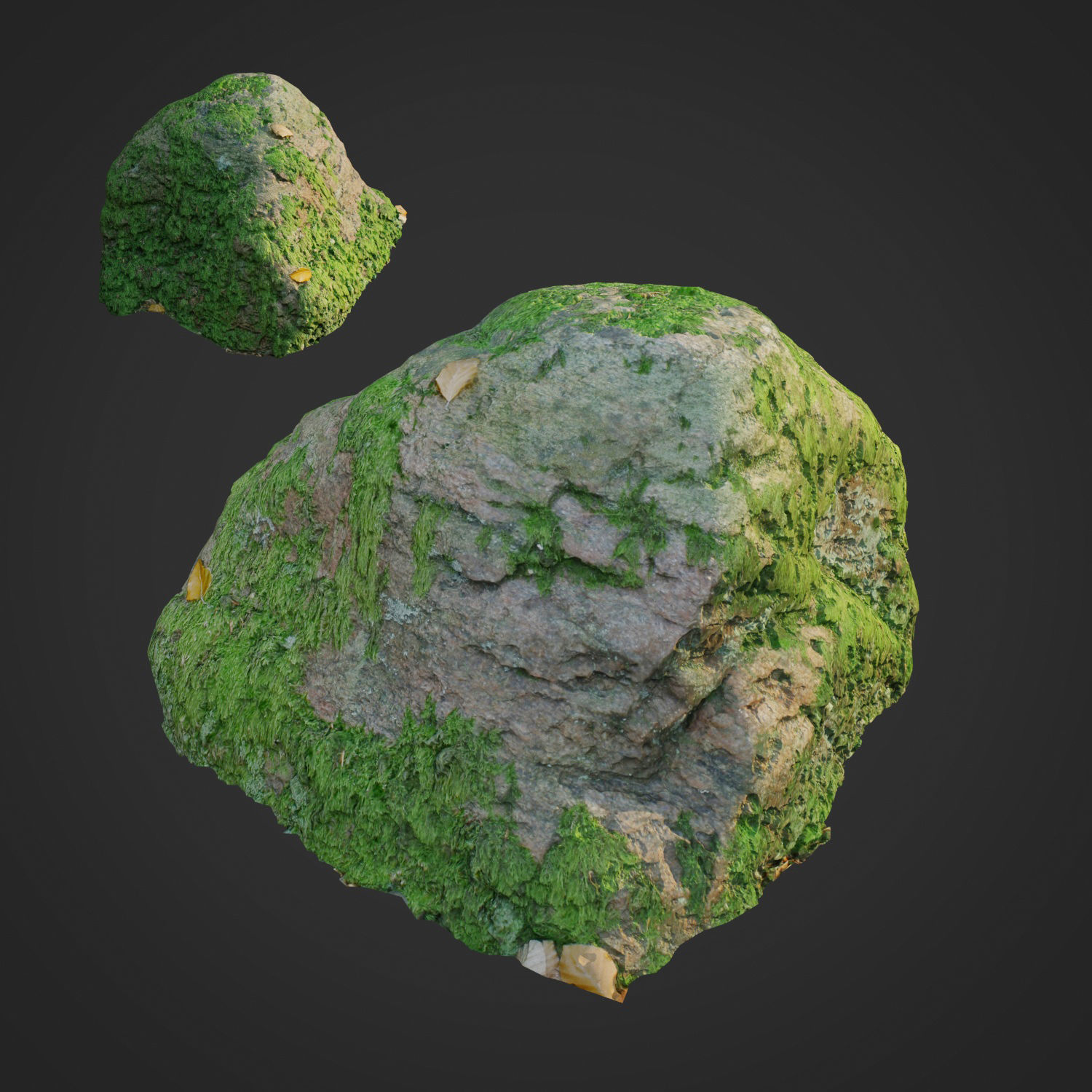Mossy stones bundle B Low-poly 3D model_1