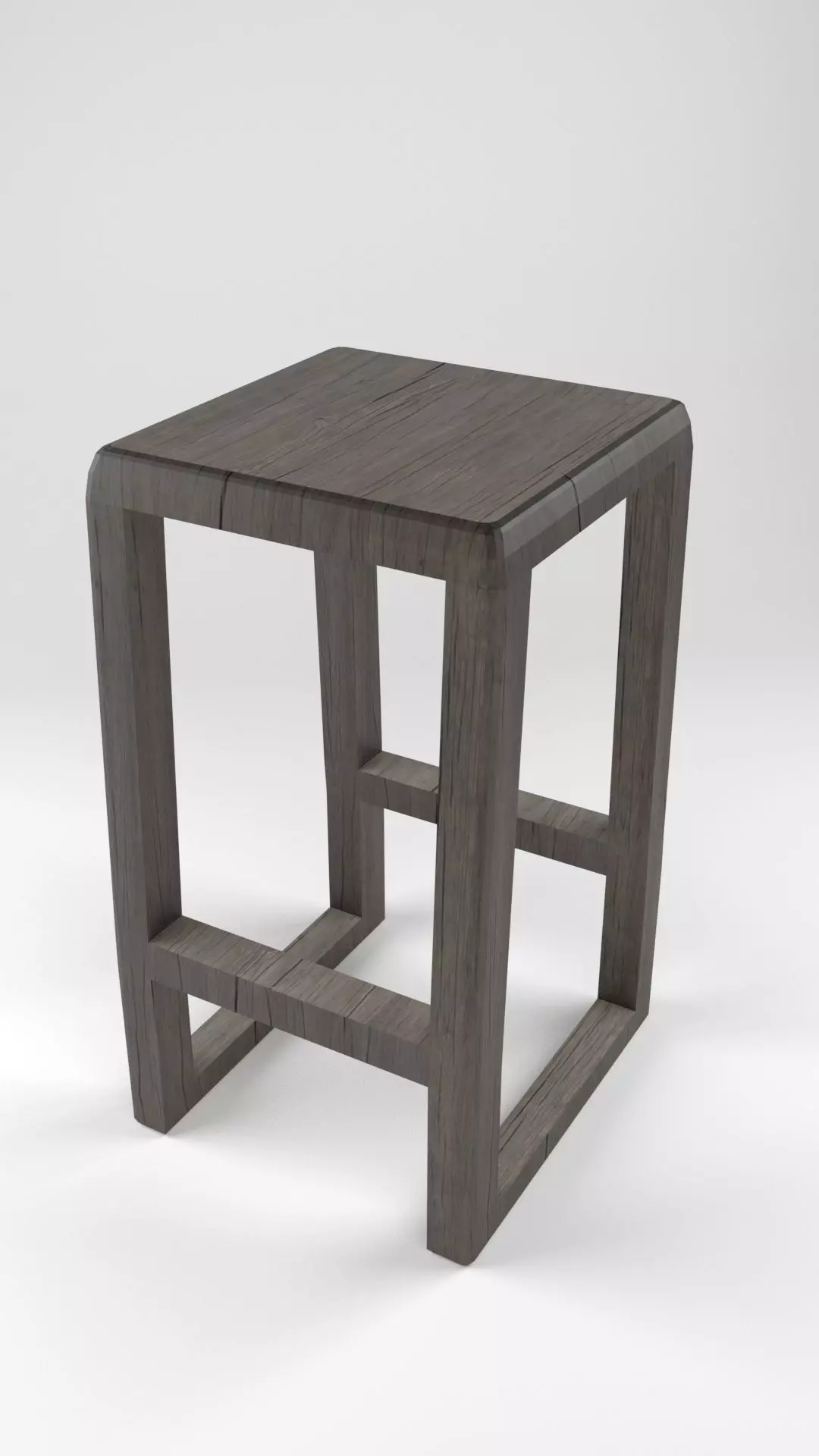 wooden stool Low-poly 3D model_0