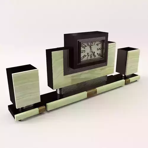 Fireplace clock with vases - Art Deco 1920 3D model