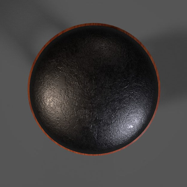 PBR Wooden Stool with Leather Seat 3D model_1