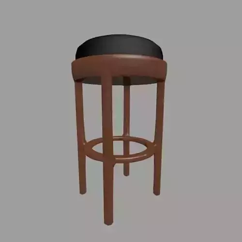 Wooden Stool with Leather Seat 3D model Wooden Stool with Leather Seat 3D model
