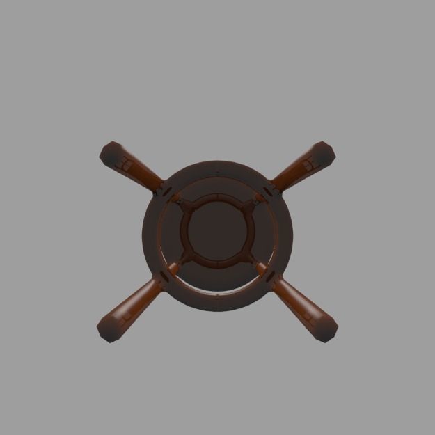 Wooden Stool with Leather Seat 3D model_4