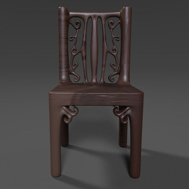 PBR Wooden Chair 3D model_1