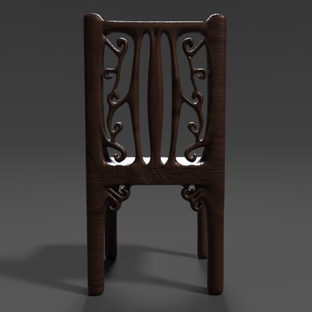 PBR Wooden Chair 3D model_2